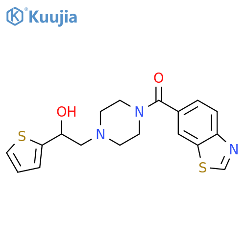 2-4-(1,3-benzothiazole-6-carbonyl)piperazin-1-yl-1-(thiophen-2-yl)ethan-1-ol structure