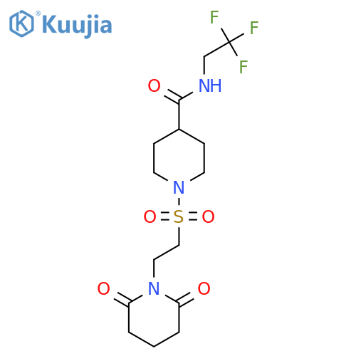 1-2-(2,6-dioxopiperidin-1-yl)ethanesulfonyl-N-(2,2,2-trifluoroethyl)piperidine-4-carboxamide structure