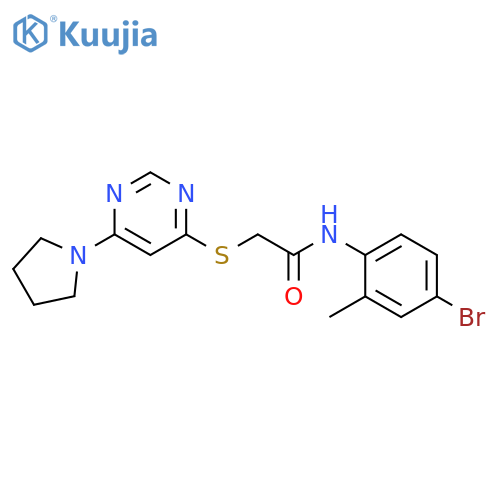 N-(4-bromo-2-methylphenyl)-2-{[6-(pyrrolidin-1-yl)pyrimidin-4-yl]sulfanyl}acetamide structure