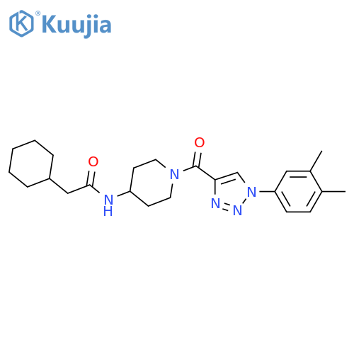 2-cyclohexyl-N-{1-1-(3,4-dimethylphenyl)-1H-1,2,3-triazole-4-carbonylpiperidin-4-yl}acetamide structure