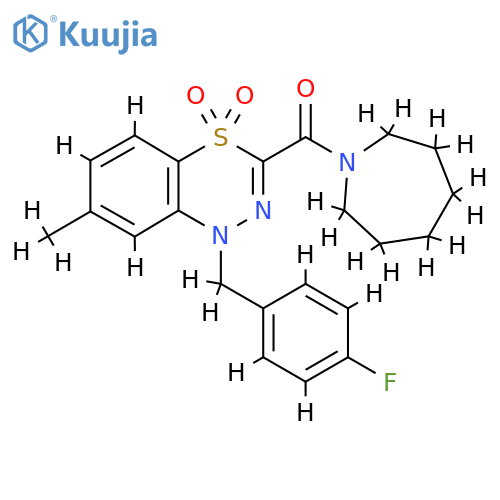 3-(azepane-1-carbonyl)-1-(4-fluorophenyl)methyl-7-methyl-1H-4lambda6,1,2-benzothiadiazine-4,4-dione structure