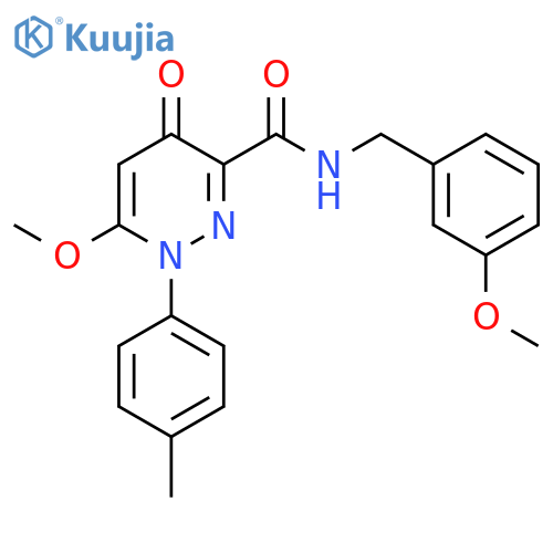 6-methoxy-N-(3-methoxyphenyl)methyl-1-(4-methylphenyl)-4-oxo-1,4-dihydropyridazine-3-carboxamide structure