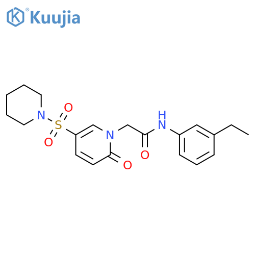 N-(3-ethylphenyl)-2-2-oxo-5-(piperidine-1-sulfonyl)-1,2-dihydropyridin-1-ylacetamide structure