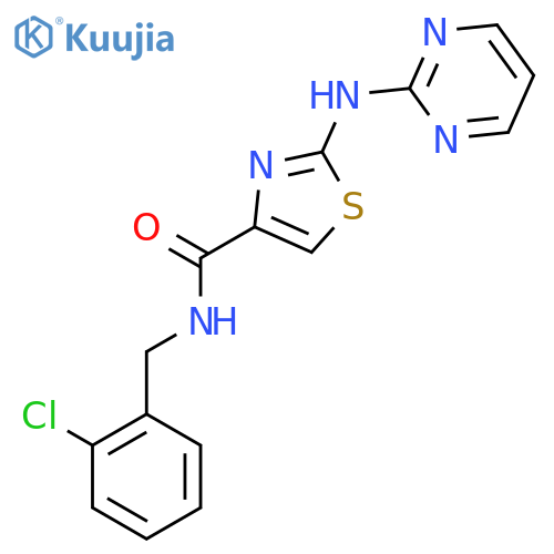 N-(2-chlorophenyl)methyl-2-(pyrimidin-2-yl)amino-1,3-thiazole-4-carboxamide structure