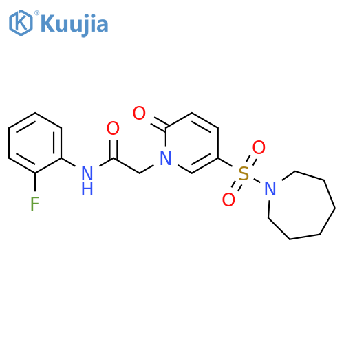 2-5-(azepane-1-sulfonyl)-2-oxo-1,2-dihydropyridin-1-yl-N-(2-fluorophenyl)acetamide structure