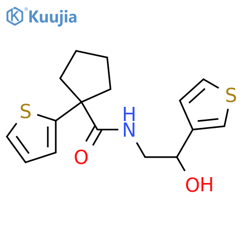 N-2-hydroxy-2-(thiophen-3-yl)ethyl-1-(thiophen-2-yl)cyclopentane-1-carboxamide structure