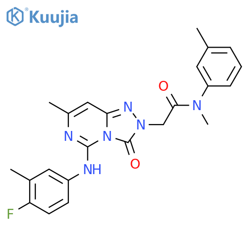 2-{5-(4-fluoro-3-methylphenyl)amino-7-methyl-3-oxo-2H,3H-1,2,4triazolo4,3-cpyrimidin-2-yl}-N-methyl-N-(3-methylphenyl)acetamide structure