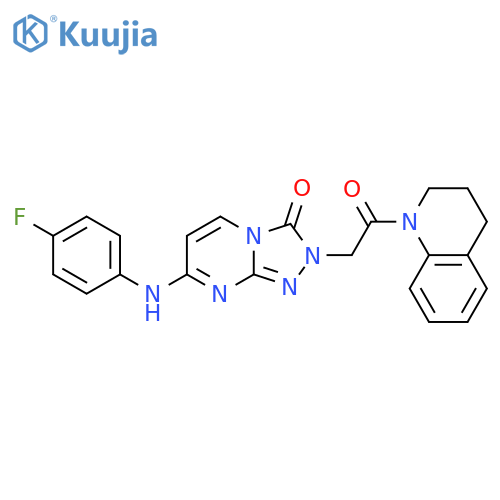 7-(4-fluorophenyl)amino-2-2-oxo-2-(1,2,3,4-tetrahydroquinolin-1-yl)ethyl-2H,3H-1,2,4triazolo4,3-apyrimidin-3-one structure