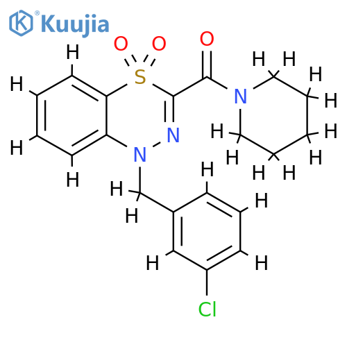 1-(3-chlorophenyl)methyl-3-(piperidine-1-carbonyl)-1H-4lambda6,1,2-benzothiadiazine-4,4-dione structure