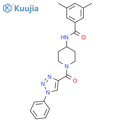 3,5-dimethyl-N-1-(1-phenyl-1H-1,2,3-triazole-4-carbonyl)piperidin-4-ylbenzamide structure