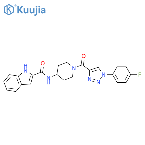 N-{1-1-(4-fluorophenyl)-1H-1,2,3-triazole-4-carbonylpiperidin-4-yl}-1H-indole-2-carboxamide structure