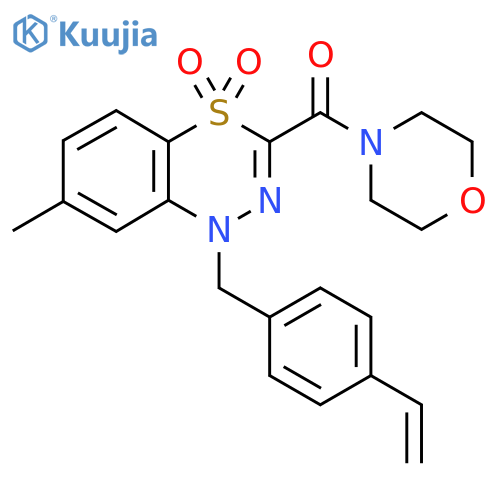 1-[(4-ethenylphenyl)methyl]-7-methyl-3-(morpholine-4-carbonyl)-1H-4lambda6,1,2-benzothiadiazine-4,4-dione structure