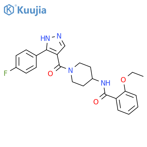 2-ethoxy-N-{1-3-(4-fluorophenyl)-1H-pyrazole-4-carbonylpiperidin-4-yl}benzamide structure