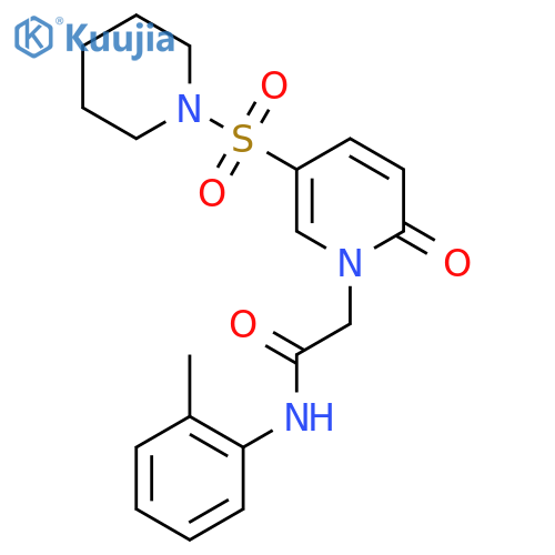 N-(2-methylphenyl)-2-2-oxo-5-(piperidine-1-sulfonyl)-1,2-dihydropyridin-1-ylacetamide structure