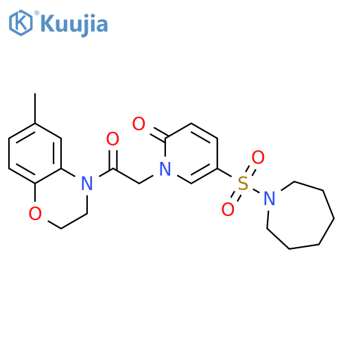 5-(azepane-1-sulfonyl)-1-2-(6-methyl-3,4-dihydro-2H-1,4-benzoxazin-4-yl)-2-oxoethyl-1,2-dihydropyridin-2-one structure