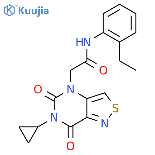 2-{6-cyclopropyl-5,7-dioxo-4H,5H,6H,7H-1,2thiazolo4,3-dpyrimidin-4-yl}-N-(2-ethylphenyl)acetamide structure