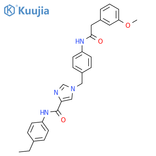 N-(4-ethylphenyl)-1-({4-2-(3-methoxyphenyl)acetamidophenyl}methyl)-1H-imidazole-4-carboxamide structure