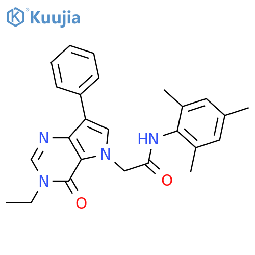 2-{3-ethyl-4-oxo-7-phenyl-3H,4H,5H-pyrrolo[3,2-d]pyrimidin-5-yl}-N-(2,4,6-trimethylphenyl)acetamide structure