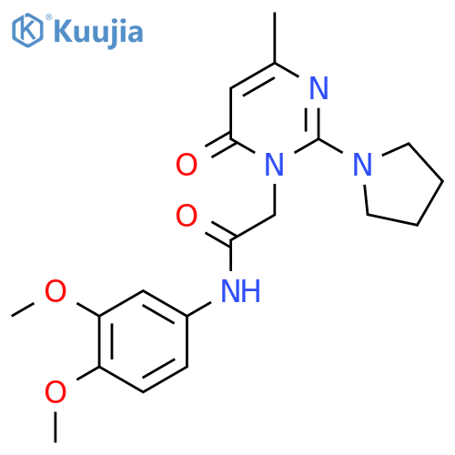 N-(3,4-dimethoxyphenyl)-2-4-methyl-6-oxo-2-(pyrrolidin-1-yl)-1,6-dihydropyrimidin-1-ylacetamide structure