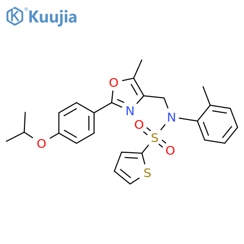 N-({5-methyl-2-[4-(propan-2-yloxy)phenyl]-1,3-oxazol-4-yl}methyl)-N-(2-methylphenyl)thiophene-2-sulfonamide structure