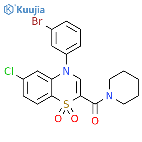 4-(3-bromophenyl)-6-chloro-2-(piperidine-1-carbonyl)-4H-1lambda6,4-benzothiazine-1,1-dione structure
