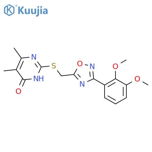 2-({[3-(2,3-Dimethoxyphenyl)-1,2,4-oxadiazol-5-yl]methyl}sulfanyl)-5,6-dimethylpyrimidin-4-ol structure