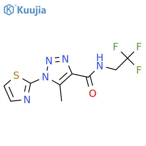 5-methyl-1-(1,3-thiazol-2-yl)-N-(2,2,2-trifluoroethyl)-1H-1,2,3-triazole-4-carboxamide structure