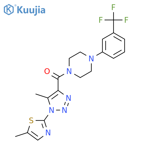 1-5-methyl-1-(5-methyl-1,3-thiazol-2-yl)-1H-1,2,3-triazole-4-carbonyl-4-3-(trifluoromethyl)phenylpiperazine structure