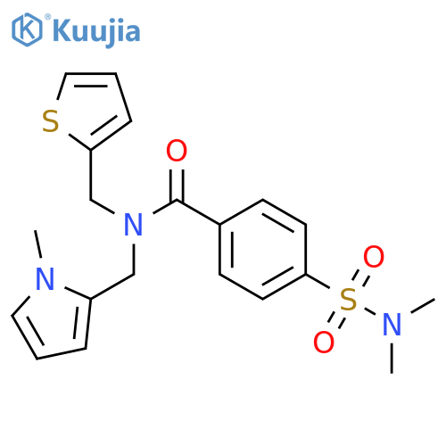 4-(dimethylsulfamoyl)-N-(1-methyl-1H-pyrrol-2-yl)methyl-N-(thiophen-2-yl)methylbenzamide structure