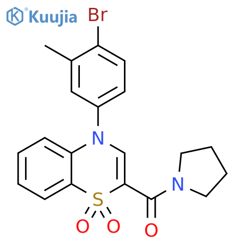 4-(4-bromo-3-methylphenyl)-2-(pyrrolidine-1-carbonyl)-4H-1lambda6,4-benzothiazine-1,1-dione structure