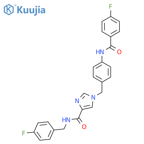 1-{4-(4-fluorobenzamido)phenylmethyl}-N-(4-fluorophenyl)methyl-1H-imidazole-4-carboxamide structure