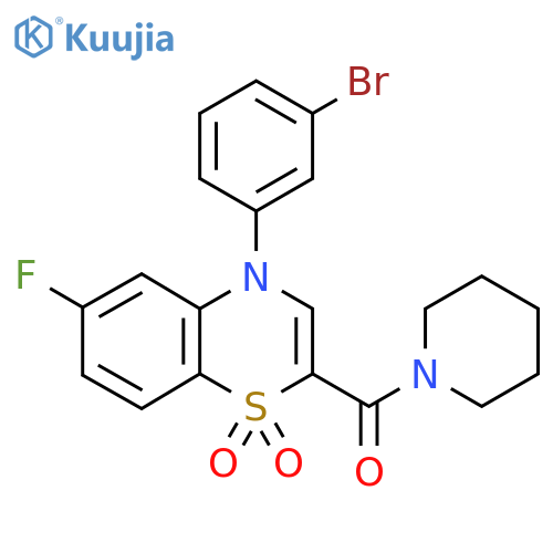 4-(3-bromophenyl)-6-fluoro-2-(piperidine-1-carbonyl)-4H-1lambda6,4-benzothiazine-1,1-dione structure