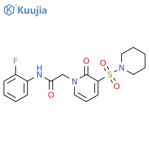 N-(2-fluorophenyl)-2-2-oxo-3-(piperidine-1-sulfonyl)-1,2-dihydropyridin-1-ylacetamide structure