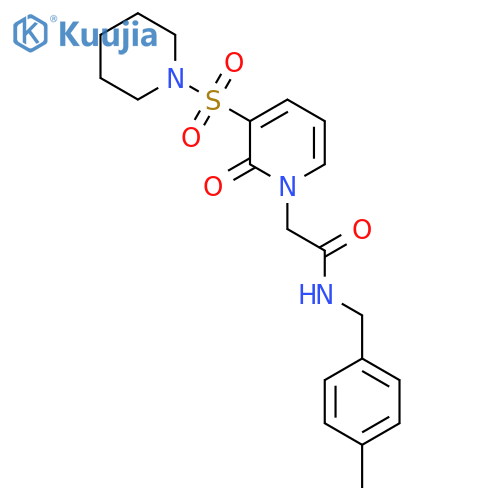N-(4-methylphenyl)methyl-2-2-oxo-3-(piperidine-1-sulfonyl)-1,2-dihydropyridin-1-ylacetamide structure