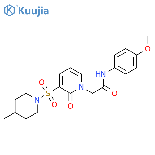 N-(4-methoxyphenyl)-2-{3-(4-methylpiperidin-1-yl)sulfonyl-2-oxo-1,2-dihydropyridin-1-yl}acetamide structure