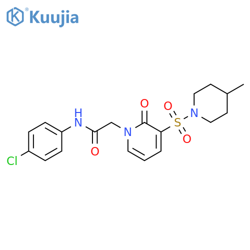 N-(4-chlorophenyl)-2-{3-(4-methylpiperidin-1-yl)sulfonyl-2-oxo-1,2-dihydropyridin-1-yl}acetamide structure