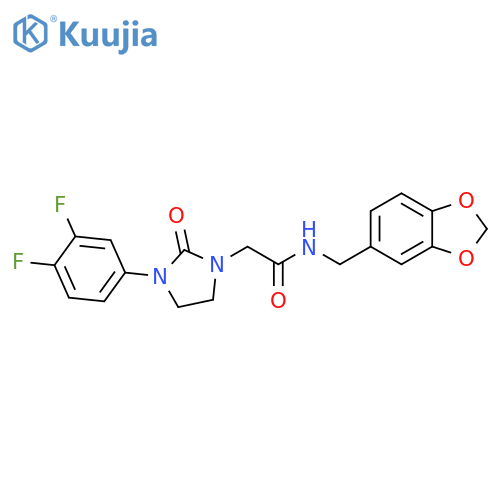 N-(2H-1,3-benzodioxol-5-yl)methyl-2-3-(3,4-difluorophenyl)-2-oxoimidazolidin-1-ylacetamide structure