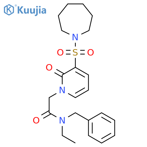 2-3-(azepane-1-sulfonyl)-2-oxo-1,2-dihydropyridin-1-yl-N-benzyl-N-ethylacetamide structure