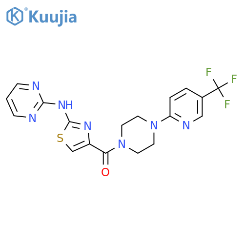 N-(4-{4-5-(trifluoromethyl)pyridin-2-ylpiperazine-1-carbonyl}-1,3-thiazol-2-yl)pyrimidin-2-amine structure