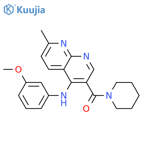 N-(3-methoxyphenyl)-7-methyl-3-(piperidine-1-carbonyl)-1,8-naphthyridin-4-amine structure