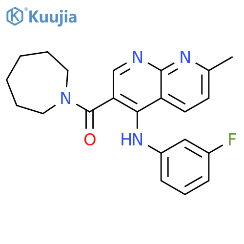 3-(azepane-1-carbonyl)-N-(3-fluorophenyl)-7-methyl-1,8-naphthyridin-4-amine structure