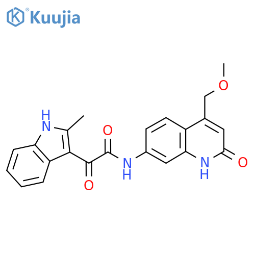 N-4-(methoxymethyl)-2-oxo-1,2-dihydroquinolin-7-yl-2-(2-methyl-1H-indol-3-yl)-2-oxoacetamide structure