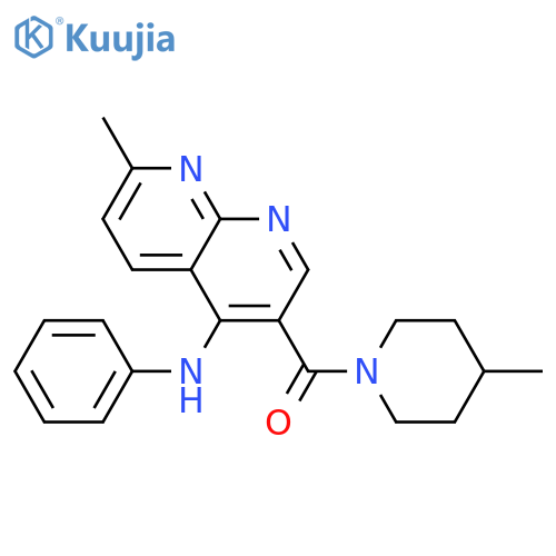 7-methyl-3-(4-methylpiperidine-1-carbonyl)-N-phenyl-1,8-naphthyridin-4-amine structure