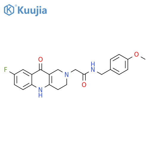 2-{8-fluoro-10-oxo-1H,2H,3H,4H,5H,10H-benzo[b]1,6-naphthyridin-2-yl}-N-[(4-methoxyphenyl)methyl]acetamide structure