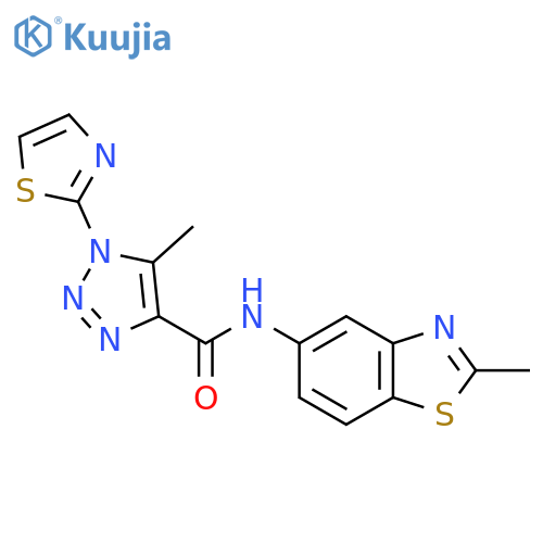 5-methyl-N-(2-methyl-1,3-benzothiazol-5-yl)-1-(1,3-thiazol-2-yl)-1H-1,2,3-triazole-4-carboxamide structure