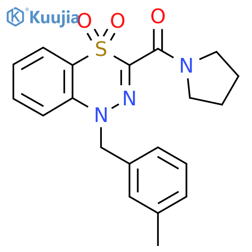 1-(3-methylphenyl)methyl-3-(pyrrolidine-1-carbonyl)-1H-4lambda6,1,2-benzothiadiazine-4,4-dione structure