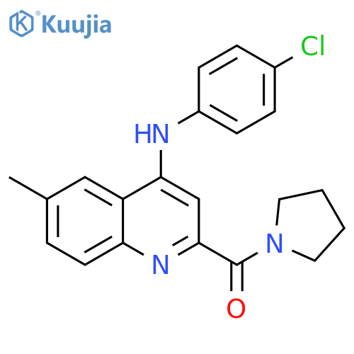 N-(4-chlorophenyl)-6-methyl-2-(pyrrolidine-1-carbonyl)quinolin-4-amine structure