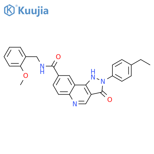 2-(4-ethylphenyl)-N-[(2-methoxyphenyl)methyl]-3-oxo-2H,3H,5H-pyrazolo[4,3-c]quinoline-8-carboxamide structure