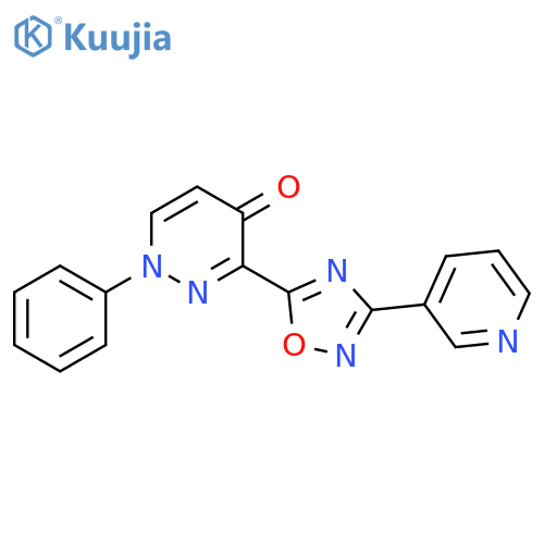 1-phenyl-3-[3-(pyridin-3-yl)-1,2,4-oxadiazol-5-yl]-1,4-dihydropyridazin-4-one structure