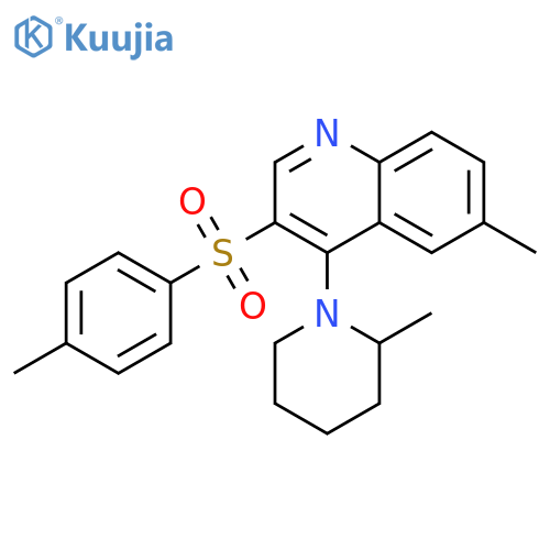 6-methyl-3-(4-methylbenzenesulfonyl)-4-(2-methylpiperidin-1-yl)quinoline structure